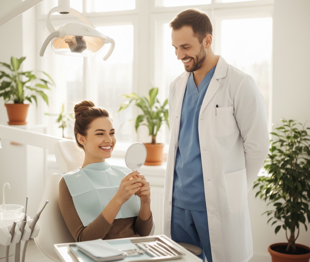 Happy patient smiling after a successful dental visit